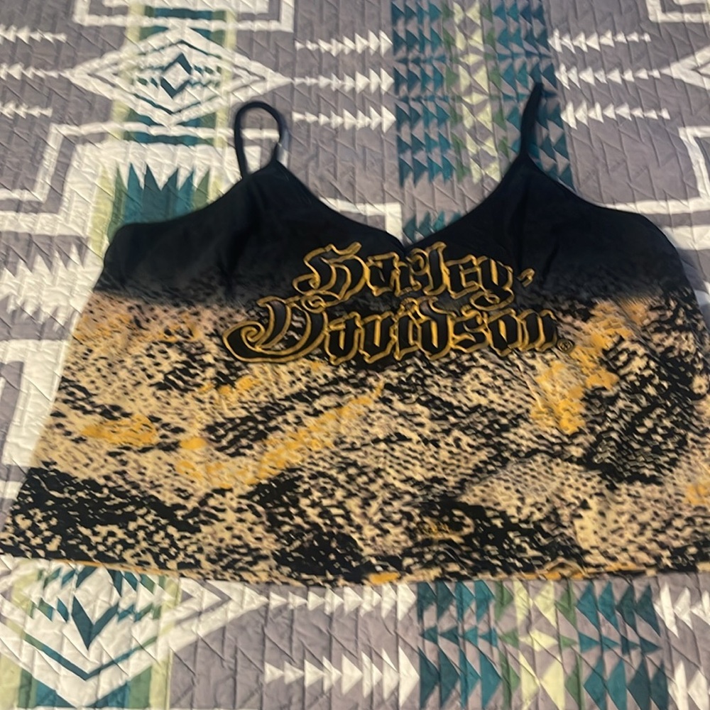 Harley-Davidson Black & Gold Animal Print Cami + Short Sleep Set - Picture 4 of 7